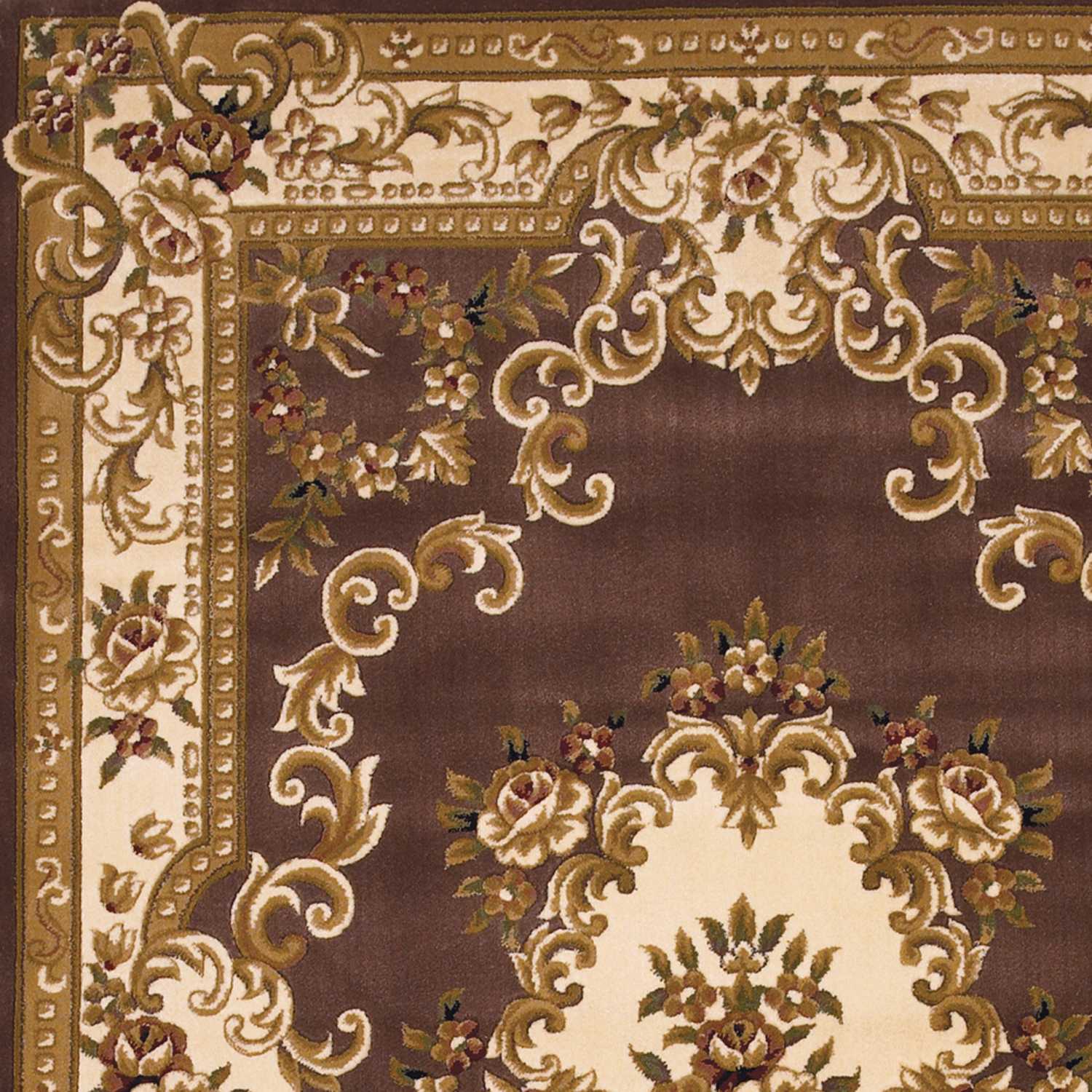 5' X 8' Plum Ivory Machine Woven Hand Carved Floral Medallion Indoor Area Rug - Homeroots - Flyclothing LLC
