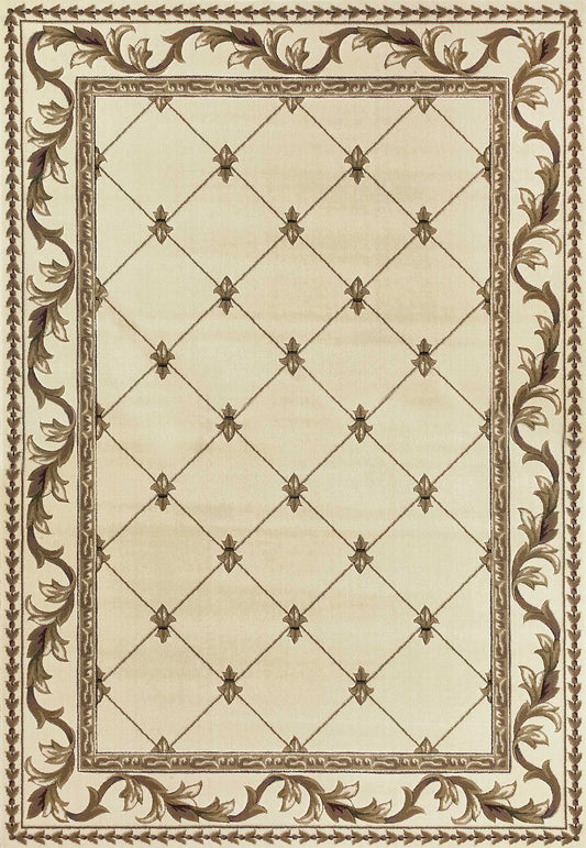 5' X 8' Ivory Machine Woven Hand Carved Fleur De Lis Indoor Area Rug - Homeroots - Flyclothing LLC