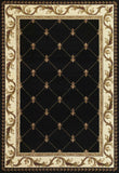 5' X 8' Black and Tan Fleur de Lis Diamond Border Area Rug - Homeroots