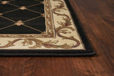 5' X 8' Black and Tan Fleur de Lis Diamond Border Area Rug - Homeroots - Flyclothing LLC
