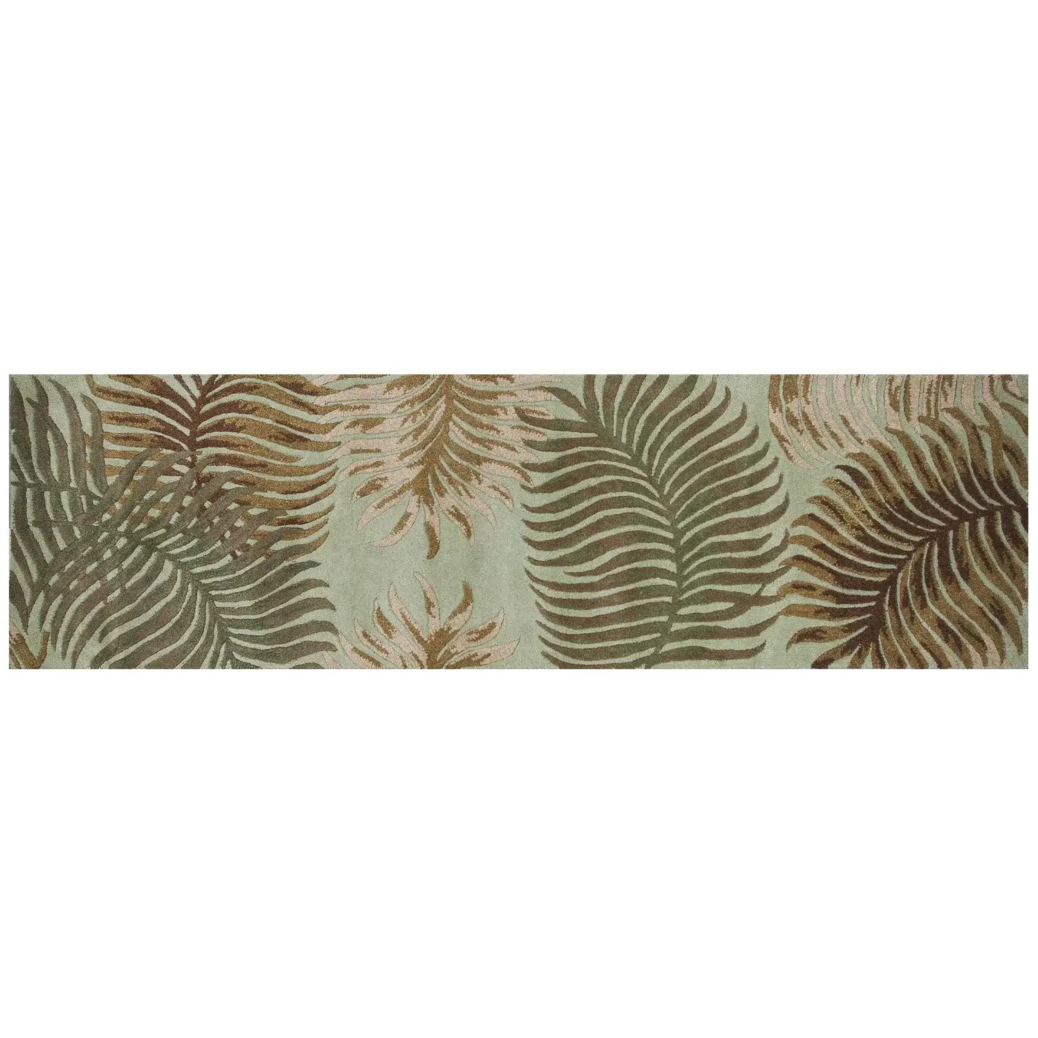 8' Aqua Blue Hand Tufted Tropical Leaves Indoor Runner Rug - Homeroots - Flyclothing LLC
