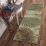 8' Aqua Blue Hand Tufted Tropical Leaves Indoor Runner Rug - Homeroots - Flyclothing LLC