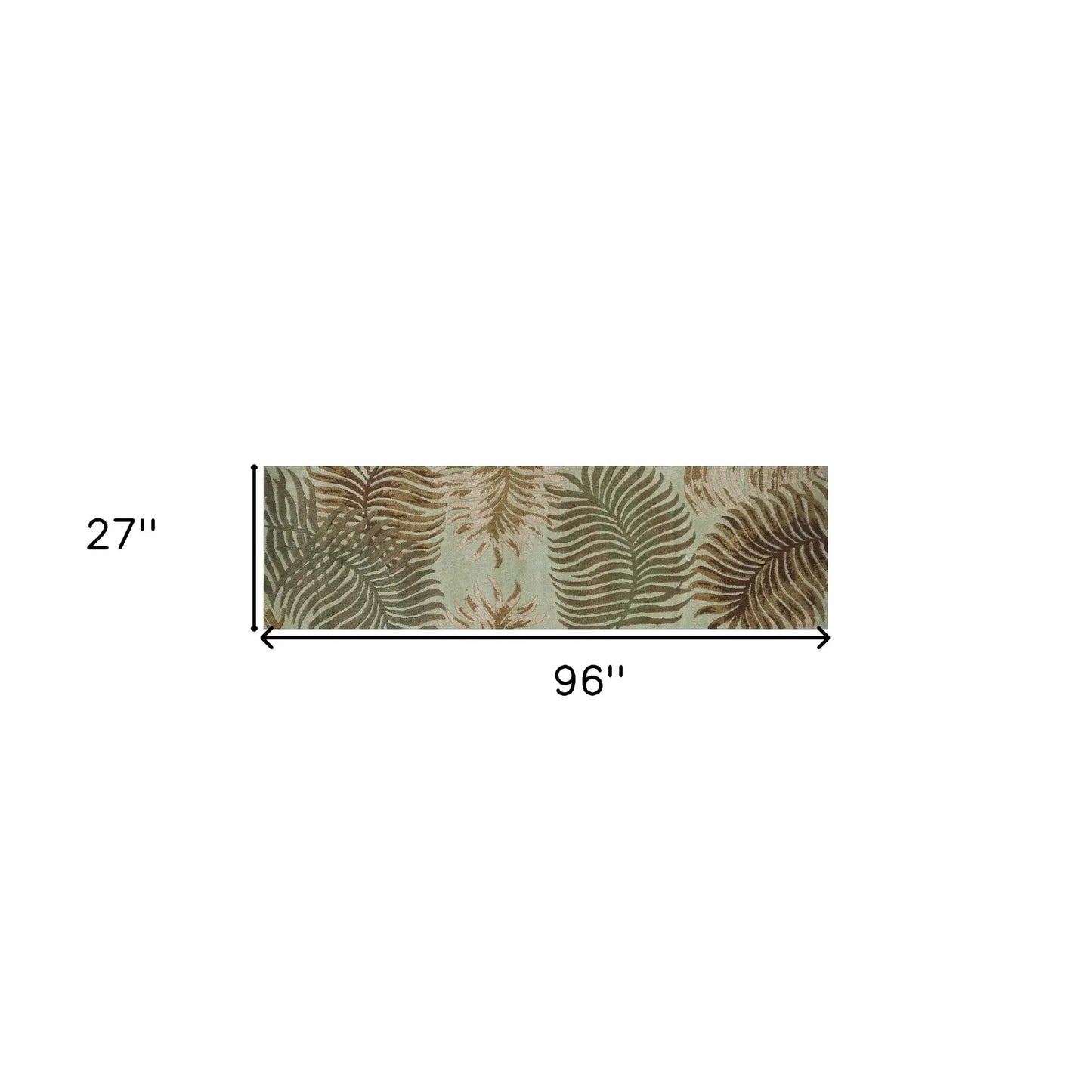 8' Aqua Blue Hand Tufted Tropical Leaves Indoor Runner Rug - Homeroots - Flyclothing LLC