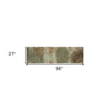8' Aqua Blue Hand Tufted Tropical Leaves Indoor Runner Rug - Homeroots - Flyclothing LLC
