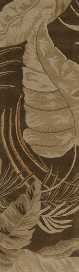 8' Mocha Brown Hand Tufted Tropical Leaves Indoor Runner Rug - Homeroots - Flyclothing LLC