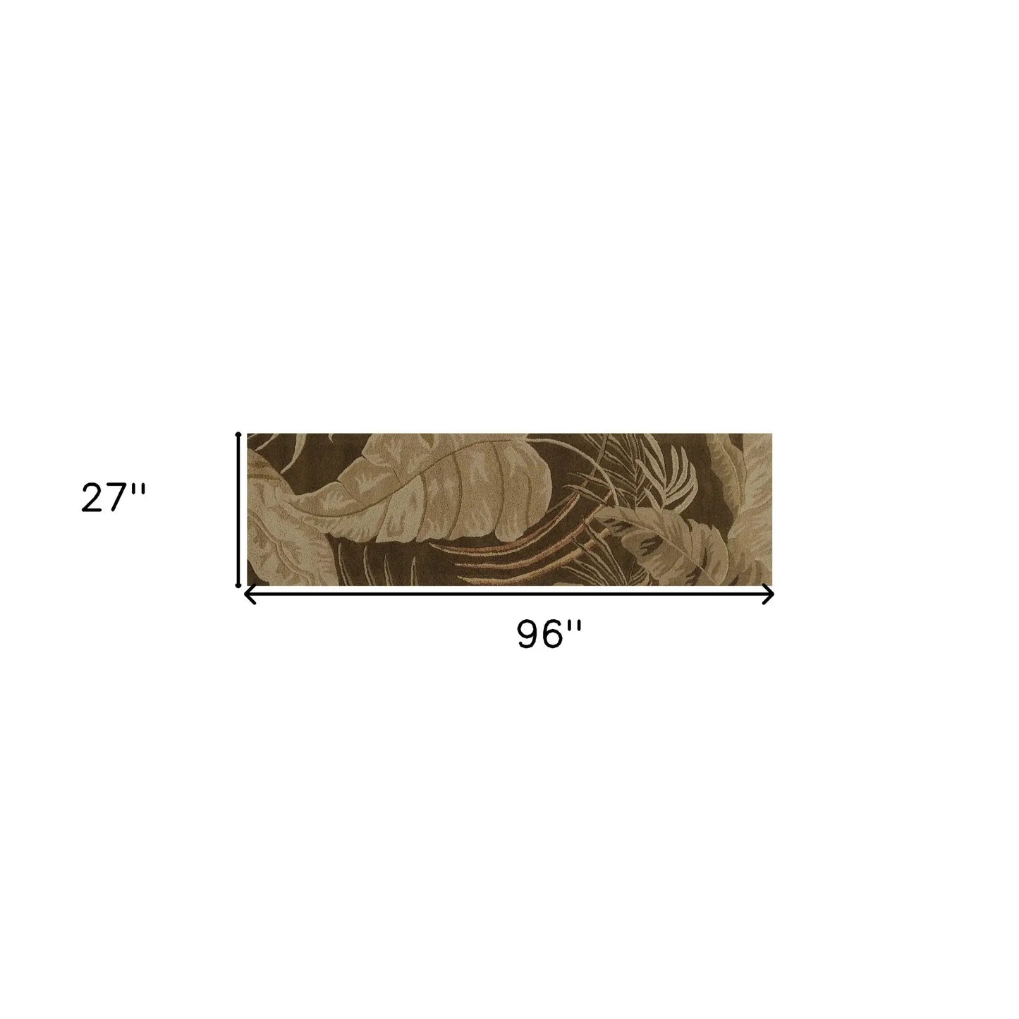 8' Mocha Brown Hand Tufted Tropical Leaves Indoor Runner Rug - Homeroots - Flyclothing LLC