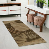 8' Mocha Brown Hand Tufted Tropical Leaves Indoor Runner Rug - Homeroots