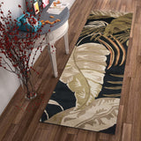2' X 8' Midnight Leaves Wool Runner Rug - Homeroots