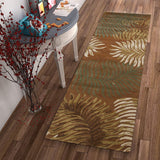 8' Rust Orange Hand Tufted Tropical Leaves Indoor Runner Rug - Homeroots