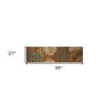 8' Rust Orange Hand Tufted Tropical Leaves Indoor Runner Rug - Homeroots - Flyclothing LLC