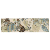 8' Ivory Blue Hand Tufted Tropical Leaves Indoor Runner Rug - Homeroots - Flyclothing LLC