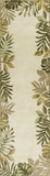 2' X 8' Ivory Leaves Bordered Wool Runner Rug - Homeroots