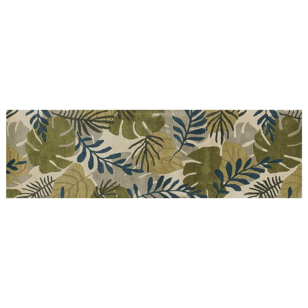 8' Ivory Hand Tufted Oversized Tropical Leaves Indoor Runner Rug - Homeroots - Flyclothing LLC