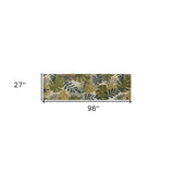 8' Ivory Hand Tufted Oversized Tropical Leaves Indoor Runner Rug - Homeroots - Flyclothing LLC