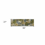 8' Ivory Hand Tufted Oversized Tropical Leaves Indoor Runner Rug - Homeroots