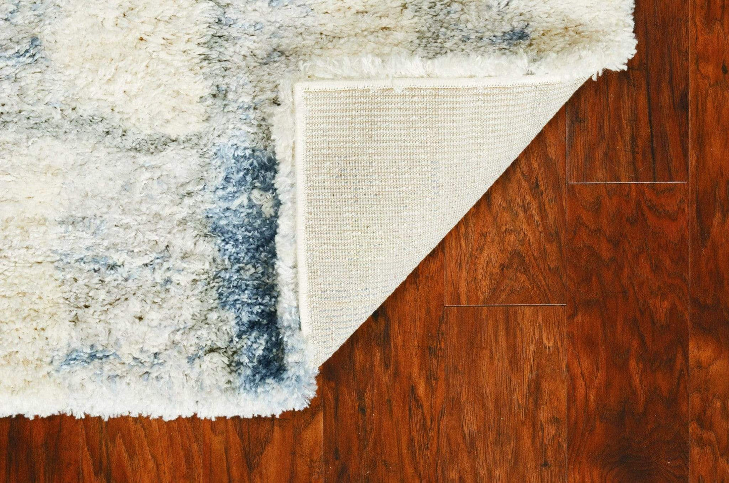 5' X 8' Ivory Blue Machine Woven Abstract Blocks Indoor Area Rug - Homeroots - Flyclothing LLC