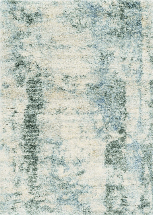5' X 8' Ivory Blue Machine Woven Abstract Indoor Area Rug - Homeroots