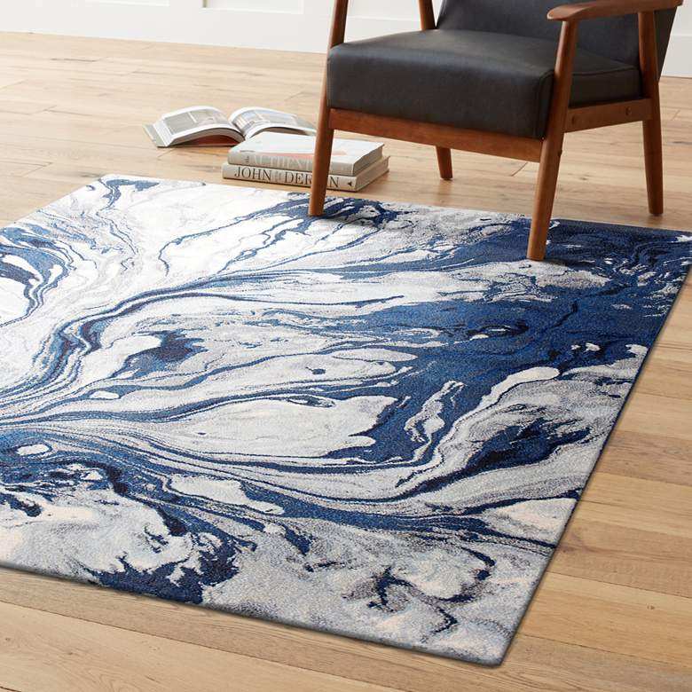 5' X 8' Blue Watercolor Indoor Area Rug - Homeroots - Flyclothing LLC
