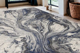 5' X 8' Grey Machine Woven Abstract Watercolor Indoor Area Rug - Homeroots
