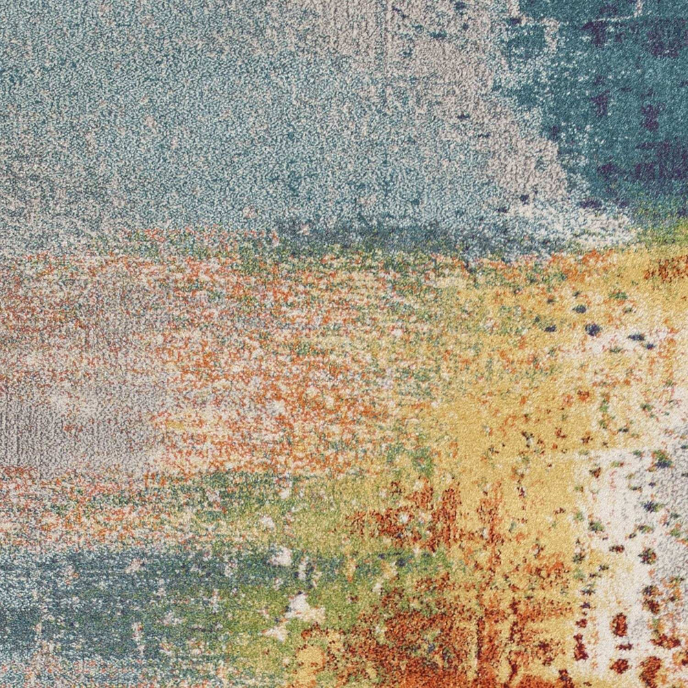 5' X 8' Blue Rust Orange Machine Woven Abstract Brushstrokes Indoor Area Rug - Homeroots - Flyclothing LLC