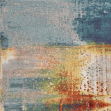 5' X 8' Blue Rust Orange Machine Woven Abstract Brushstrokes Indoor Area Rug - Homeroots