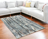 5' X 8' Teal Abstract Brushstrokes Indoor Area Rug - Homeroots - Flyclothing LLC