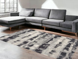 5' X 8' Shades Of Grey Machine Woven Abstract Brushstroke Indoor Area Rug - Homeroots