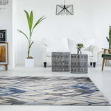 5' X 8' Grey Navy Machine Woven Tropical Indoor Area Rug - Homeroots - Flyclothing LLC