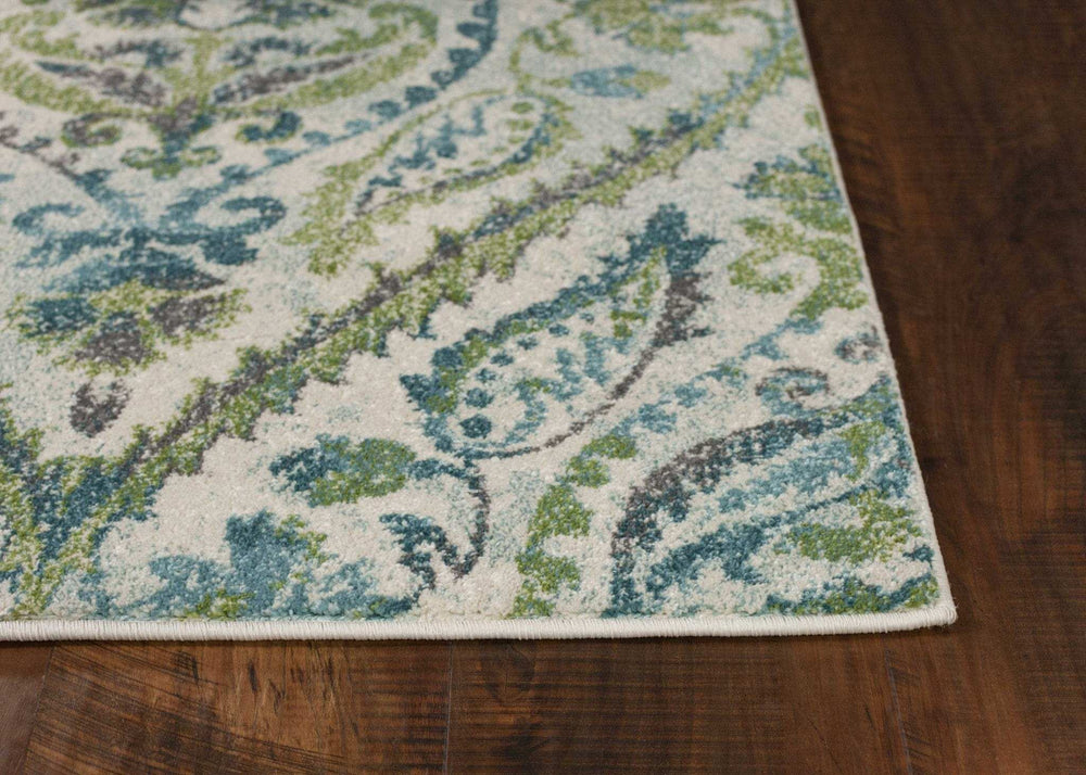5' X 8' Ivory Or Teal Tropical Parisian Indoor Area Rug - Homeroots - Flyclothing LLC