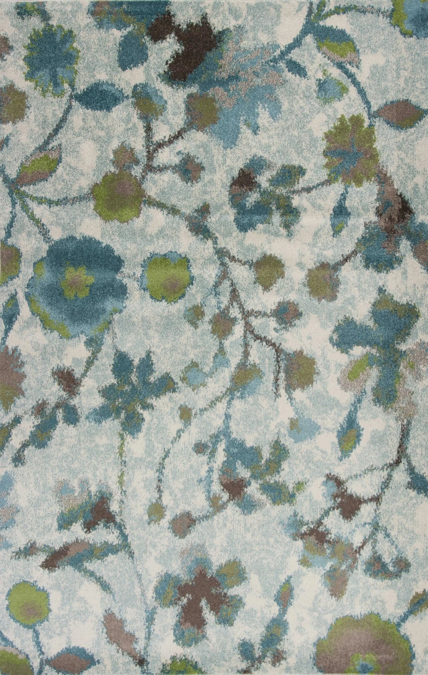 5' X 8' Teal Blue Machine Woven Floral Indoor Area Rug - Homeroots - Flyclothing LLC