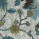 5' X 8' Teal Blue Machine Woven Floral Indoor Area Rug - Homeroots