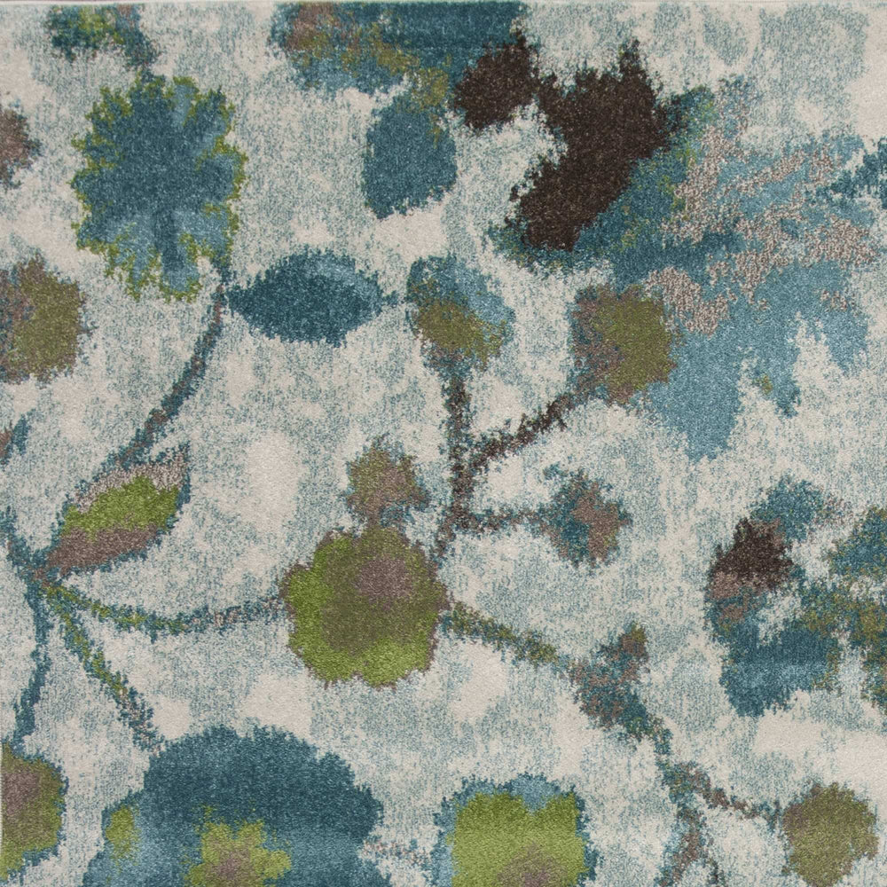 5' X 8' Teal Blue Machine Woven Floral Indoor Area Rug - Homeroots - Flyclothing LLC