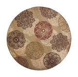 8' Sage Green Machine Woven Floral Medallion Disk Round Indoor Area Rug - Homeroots