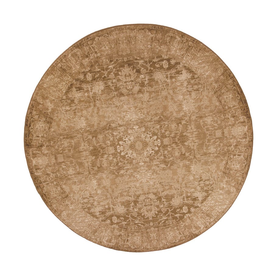 8' Beige Machine Woven Distressed Floral Traditional Round Indoor Area Rug - Homeroots