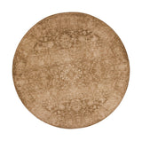 8' Beige Machine Woven Distressed Floral Traditional Round Indoor Area Rug - Homeroots
