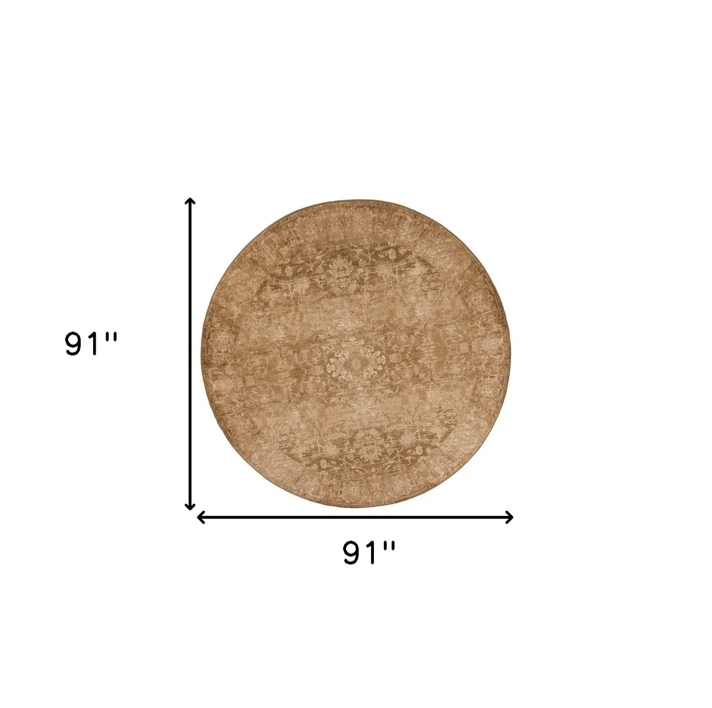 8' Beige Machine Woven Distressed Floral Traditional Round Indoor Area Rug - Homeroots - Flyclothing LLC