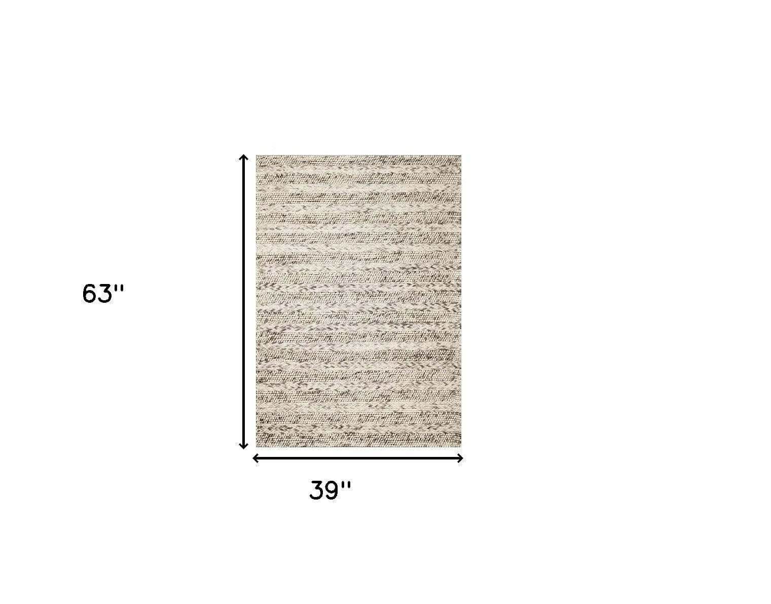 3' X 5' Grey Braided Wool Indoor Area Rug - Homeroots - Flyclothing LLC