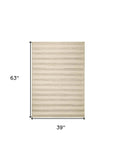 3' X 5' White Ivory Hand Woven Knobby Cornish Stripe Indoor Area Rug - Homeroots - Flyclothing LLC