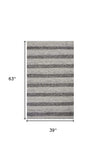 3' X 5' Grey White Hand Woven Knobby Stripes Indoor Area Rug - Homeroots - Flyclothing LLC