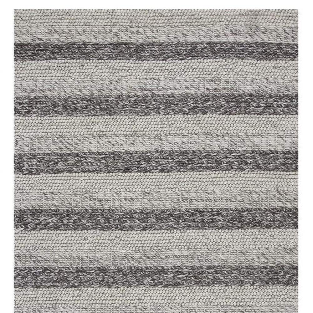 3' X 5' Grey White Hand Woven Knobby Stripes Indoor Area Rug - Homeroots - Flyclothing LLC