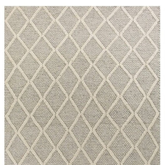3' X 5' Grey Braided Diamonds Wool Indoor Area Rug