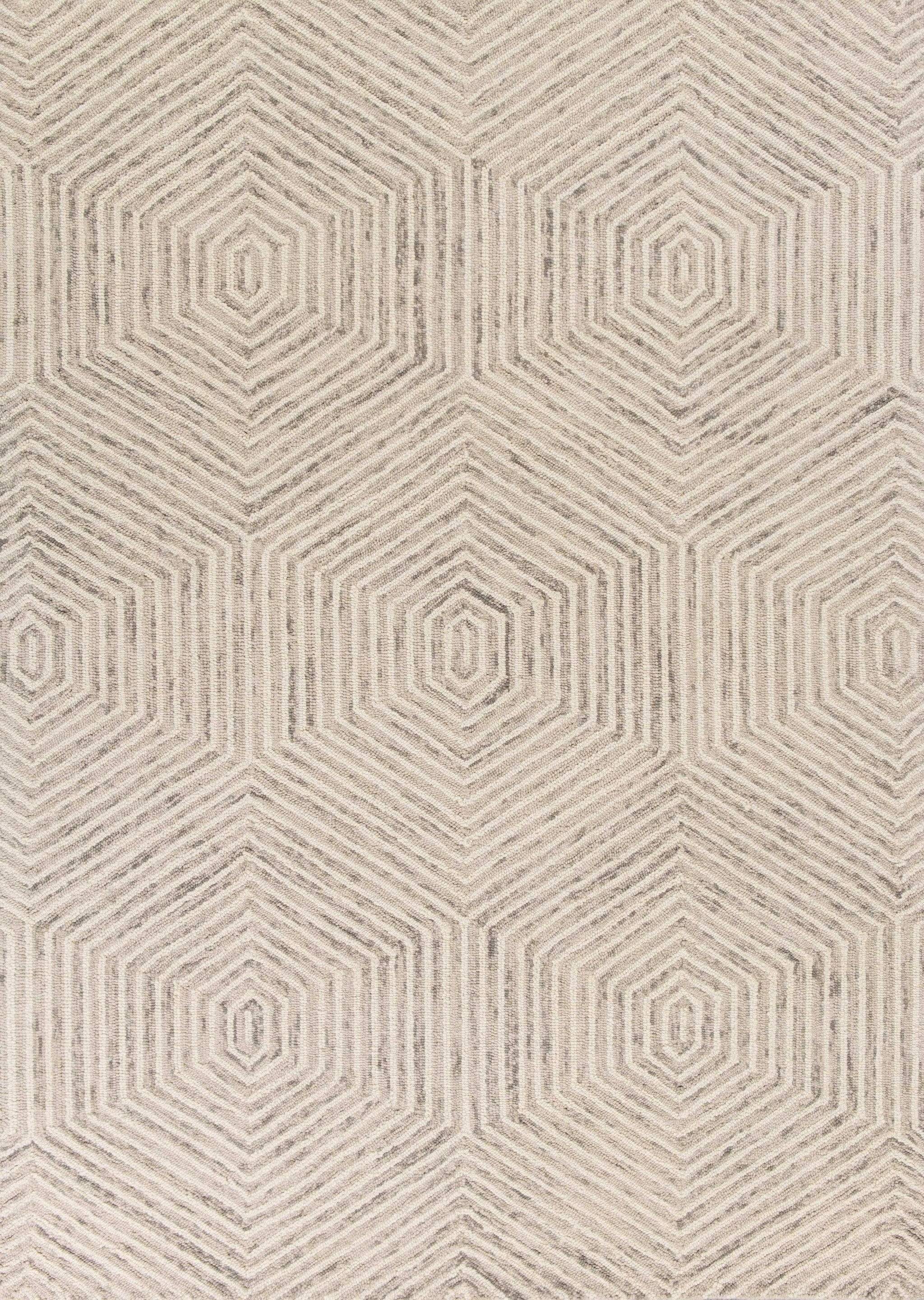 5' X 7' Ivory Geometric Hexagon Wool Indoor Area Rug - Homeroots - Flyclothing LLC