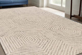 5' X 7' Ivory Geometric Hexagon Wool Indoor Area Rug - Homeroots