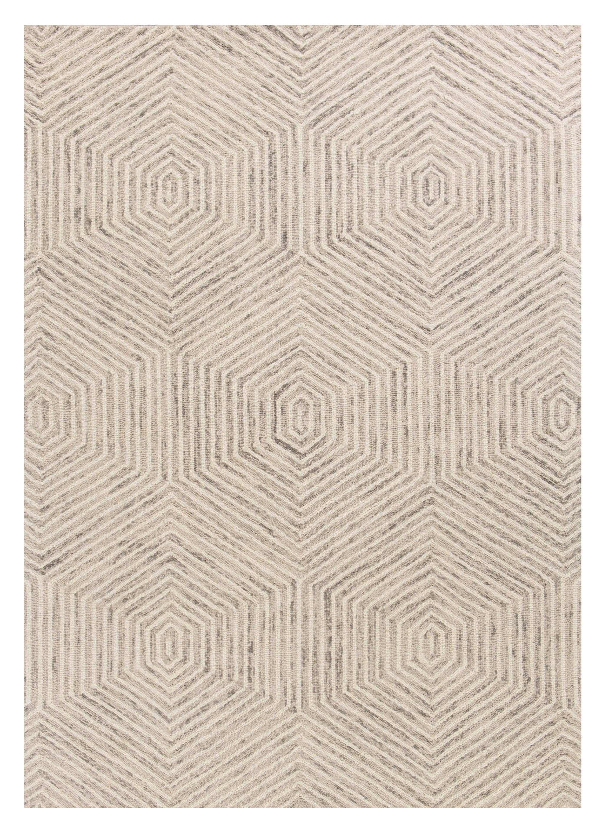 5' X 7' Ivory Geometric Hexagon Wool Indoor Area Rug - Homeroots