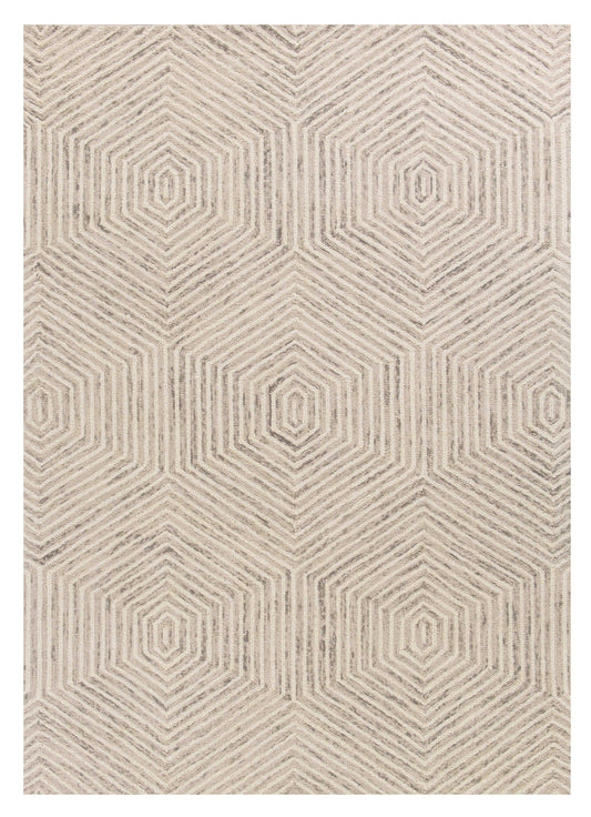 5' X 7' Ivory Geometric Hexagon Wool Indoor Area Rug - Homeroots