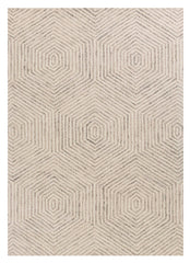 5' X 7' Ivory Geometric Hexagon Wool Indoor Area Rug - Homeroots