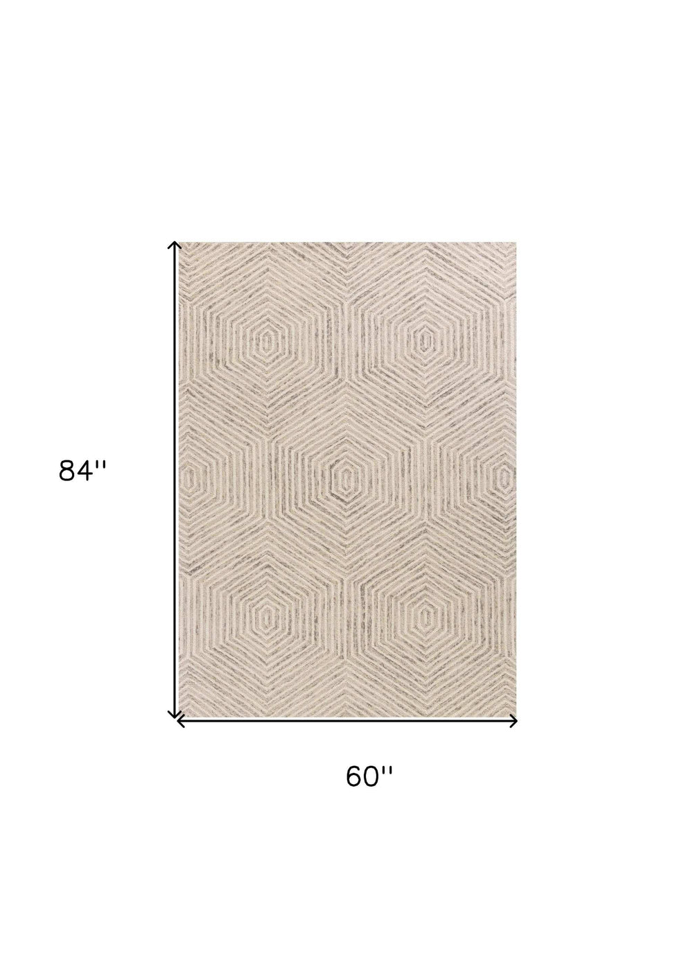 5' X 7' Ivory Geometric Hexagon Wool Indoor Area Rug - Homeroots - Flyclothing LLC