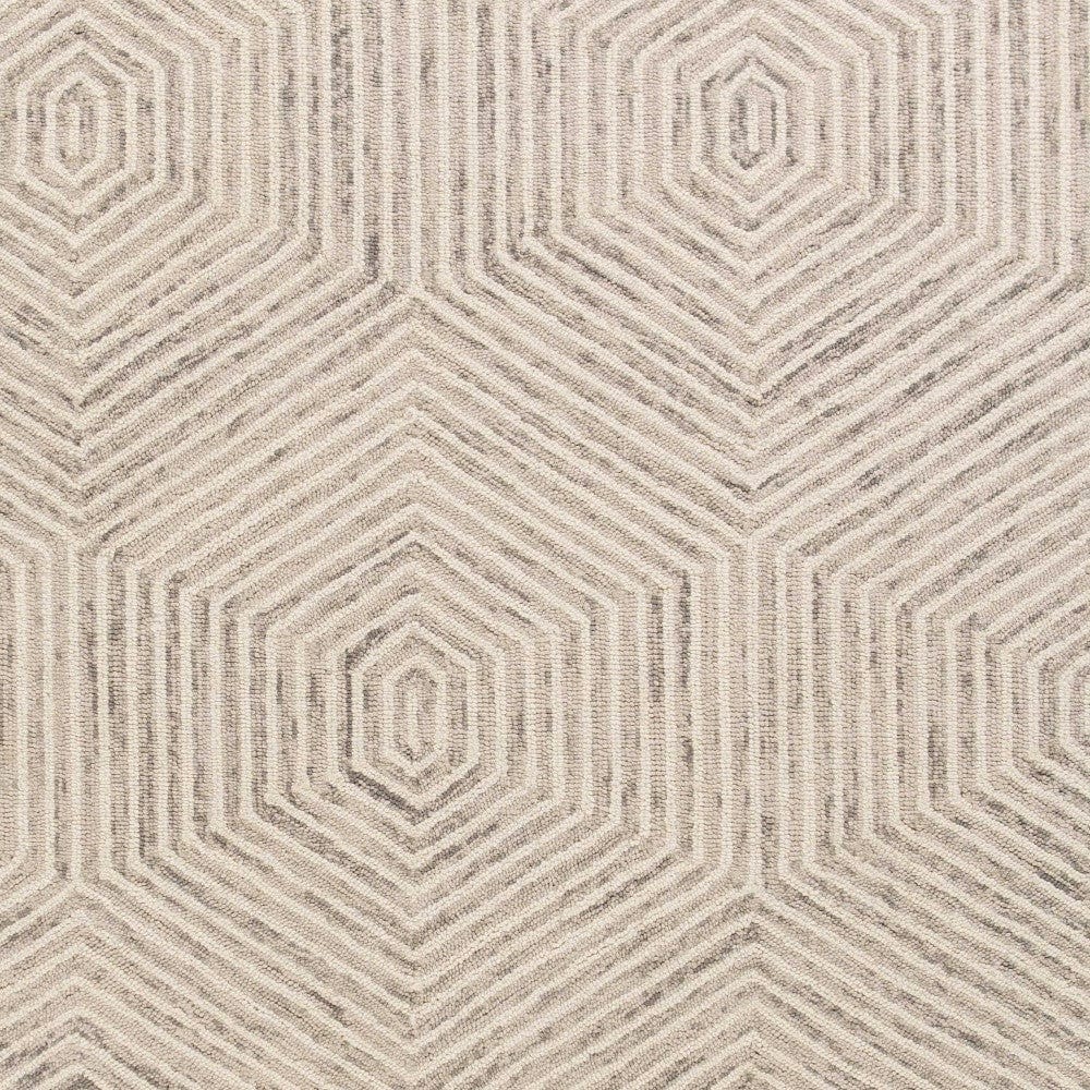 5' X 7' Ivory Geometric Hexagon Wool Indoor Area Rug - Homeroots