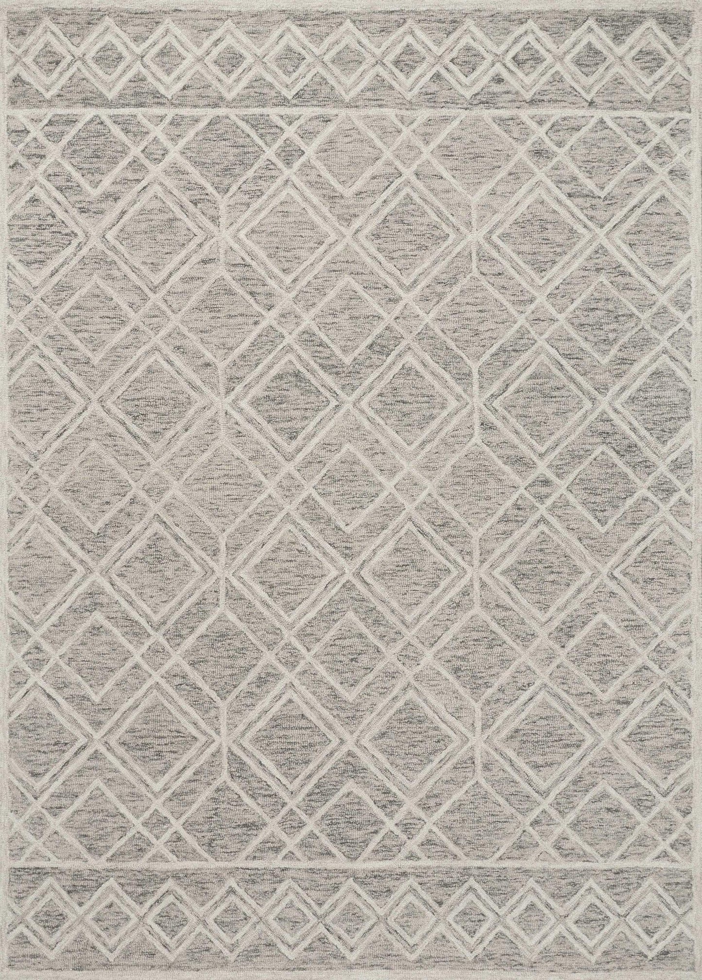 5' X 7' Sand Geometric Diamond Wool Indoor Area Rug - Homeroots - Flyclothing LLC