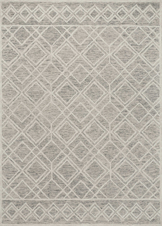 5' X 7' Sand Geometric Diamond Wool Indoor Area Rug - Homeroots